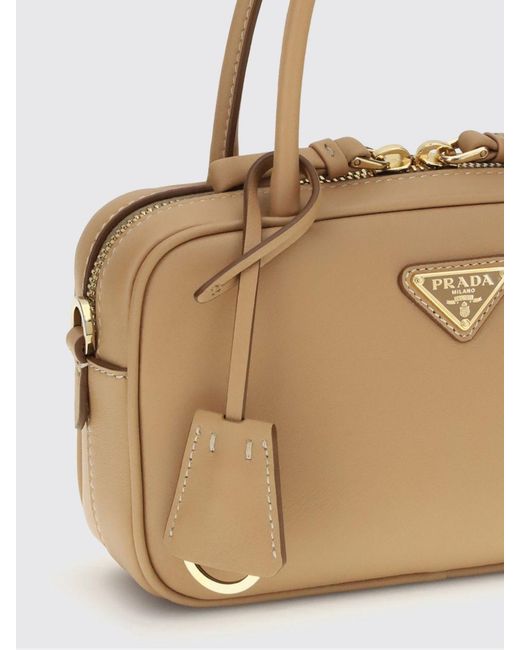 Prada Natural Leather Bag With Triangle Logo