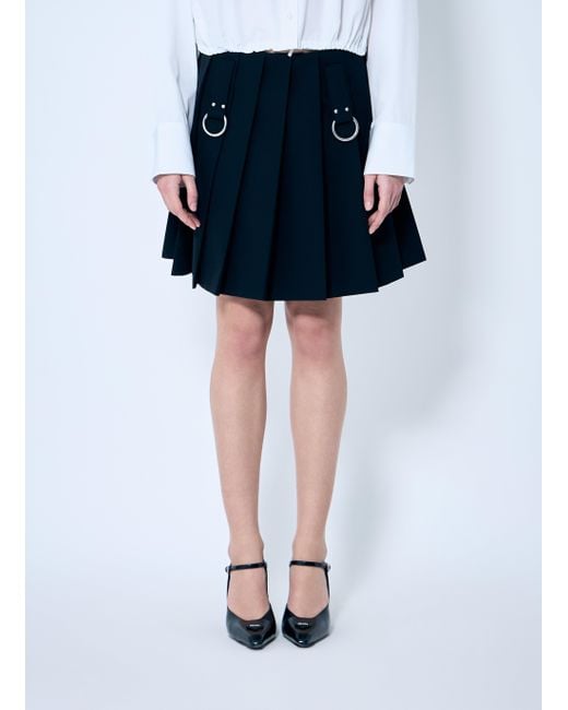 Prada Blue Pleated Wool Skirt