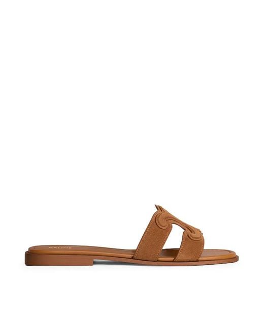Céline Brown Triomphe Suede Mule