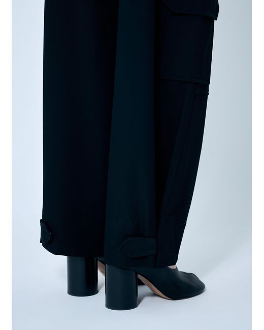 Ganni Blue Solid Twill Suiting Cargo Pants