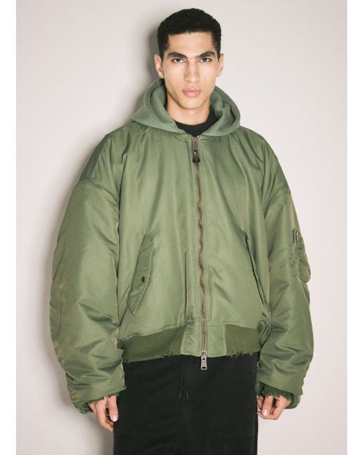 Balenciaga Dyed Hooded Bomber Jacket in Green for Men | Lyst