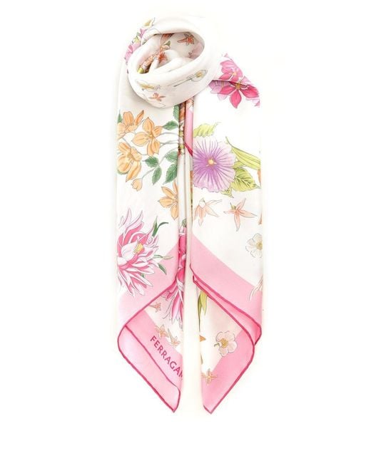 Ferragamo Pink Spring Print Scarf