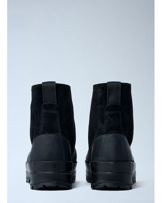 Stone Island Blue Suede Logo Patch Boots for men