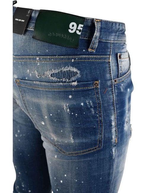 DSquared² Blue Slim-Fit Distressed Denim Jeans With Signature Details for men