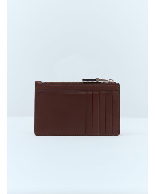 Max Mara Brown Embossed Logo Leather Cardholder