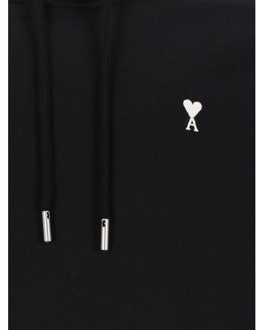 AMI Black Ami Hoodie for men