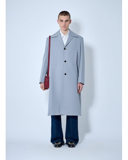 Gucci Blue Single-Breasted Wool Coat for men