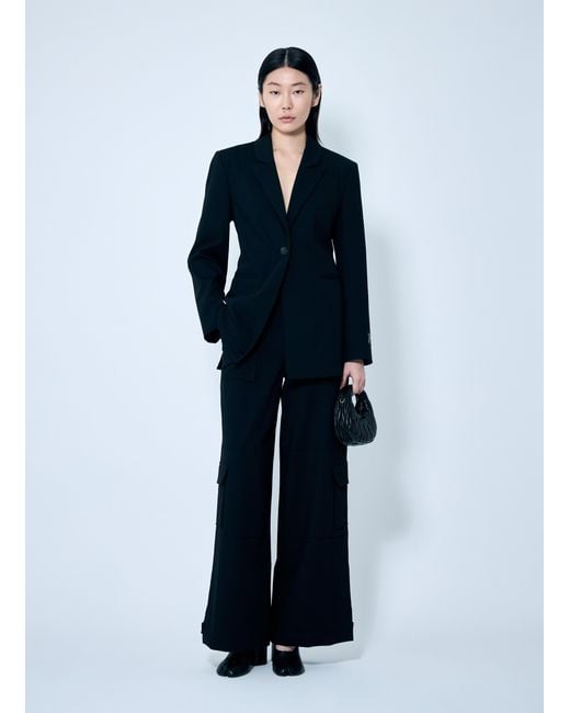 Ganni Blue Solid Twill Suiting Cargo Pants