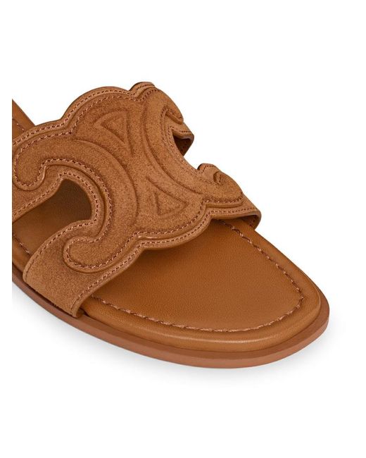 Céline Brown Triomphe Suede Mule