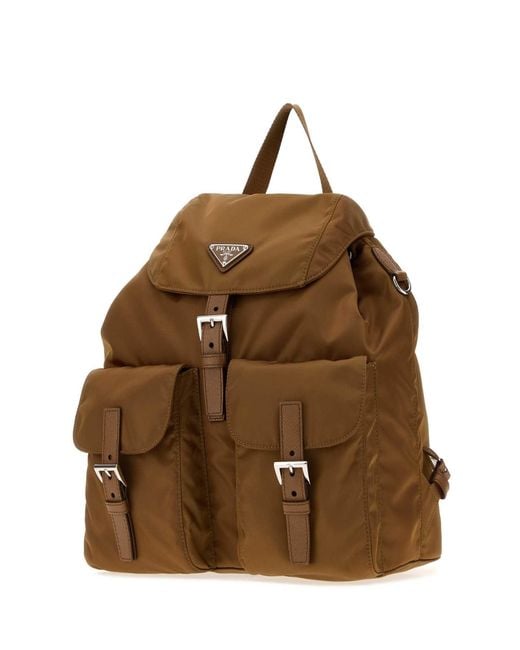 Prada Brown Camel Canvas Backpack