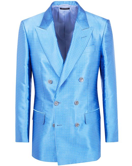 Tom Ford Blue Duchesse Polka Dot Jacquard Double Breasted Jacket for men