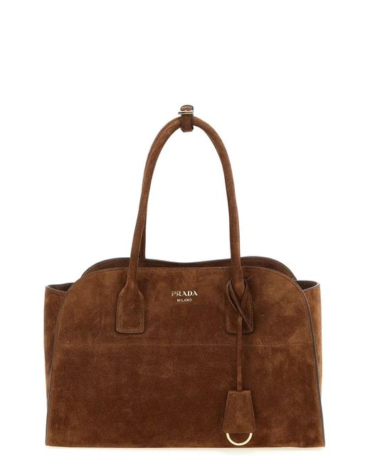 Prada Brown Large Suede Shopping Bag