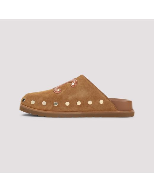 Céline Brown Triomphe Wedge Mules
