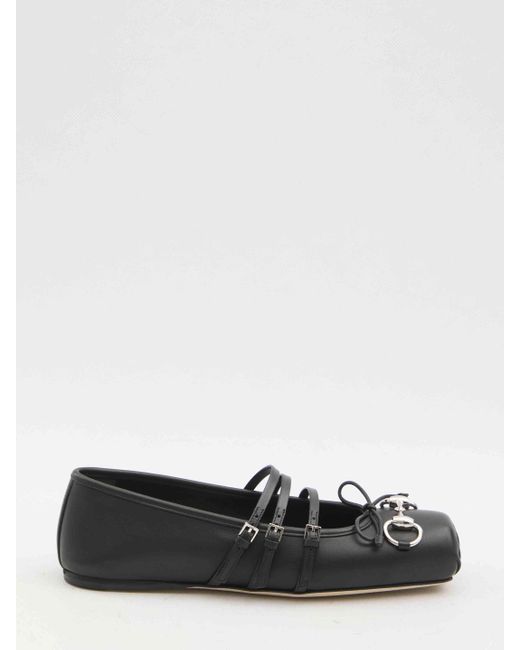 Gucci White Horsebit Ballet Flats