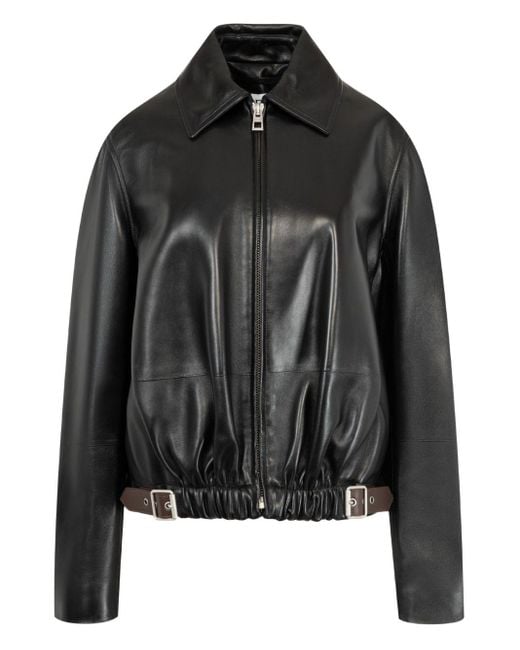Loewe Black Leather Belted Jacket