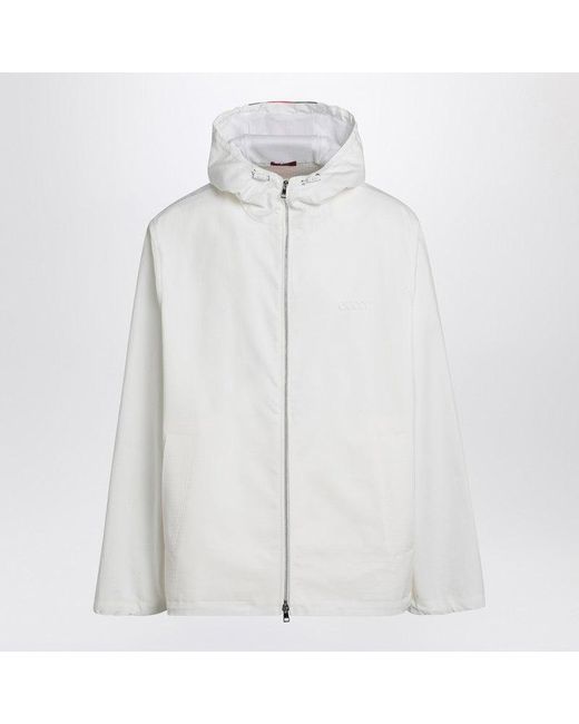 Gucci White Zip-Up Jacket With Logo Print for men