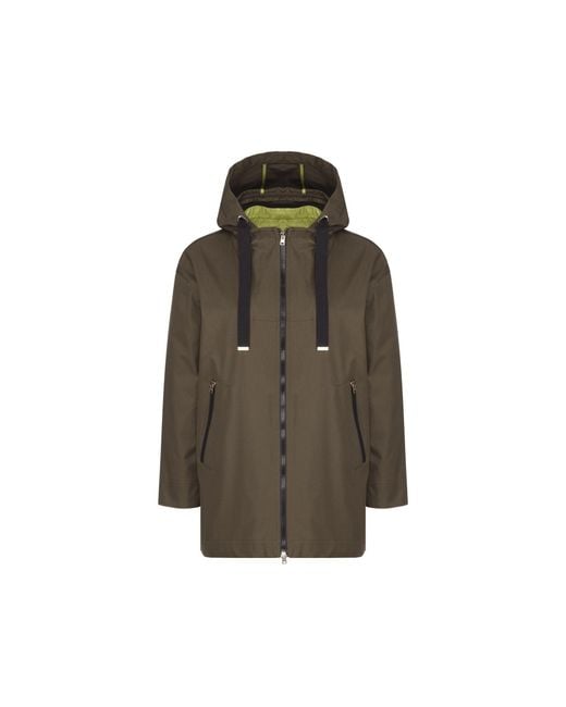 Herno Brown Ruffled Flared Coat Cotton