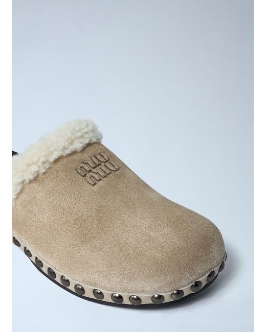 Miu Miu White Suede Clogs