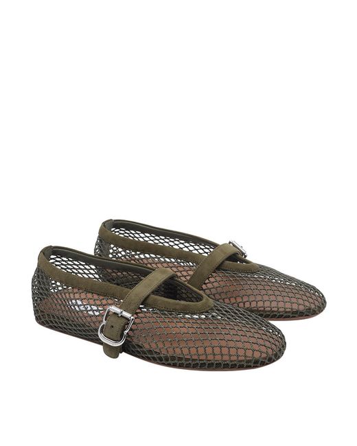 Alaïa Gray Fishnet Flat Ballets