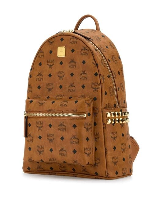 MCM Brown Printed Canvas Medium Stark Backpack