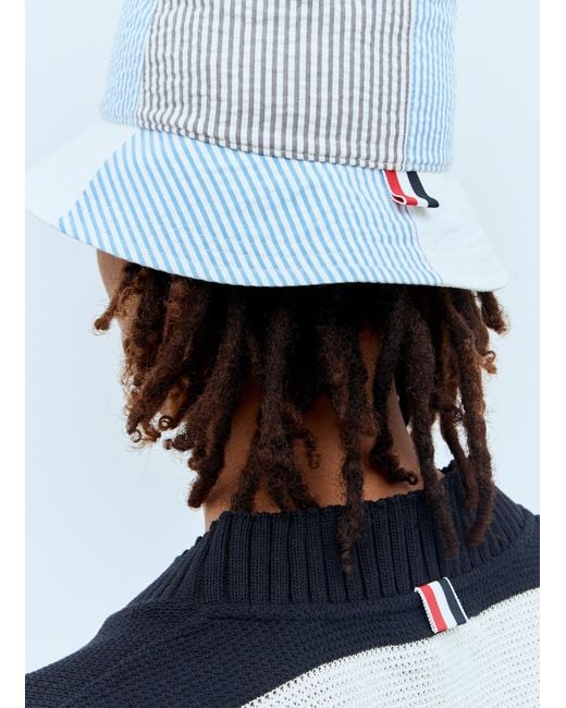 Thom Browne Blue Quarter Bucket Hat for men