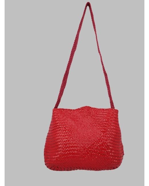 Dragon Diffusion Red Handwoven Leather Shoulder Bag