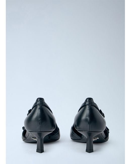 Prada Blue Side-Open Leather Pumps