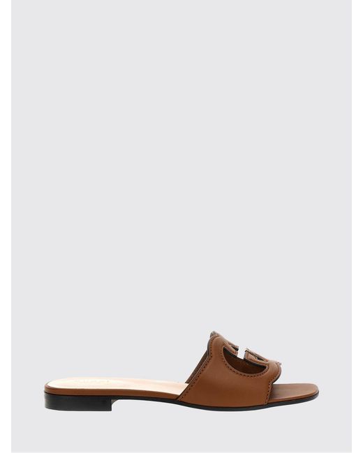 Gucci Brown Interlocking G Leather Mules