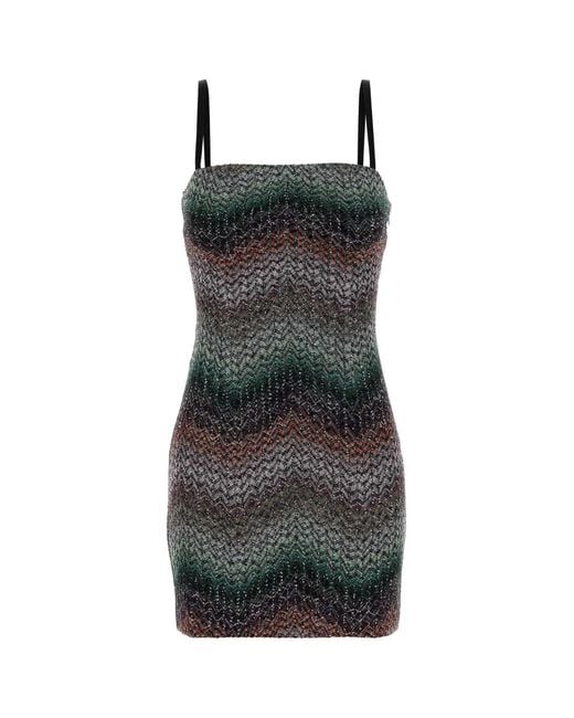Missoni Black Embroidered Viscose Blend Mini Dress