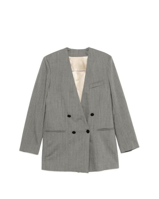 Alberta Ferretti Gray Wool Blend Blazer Jacket