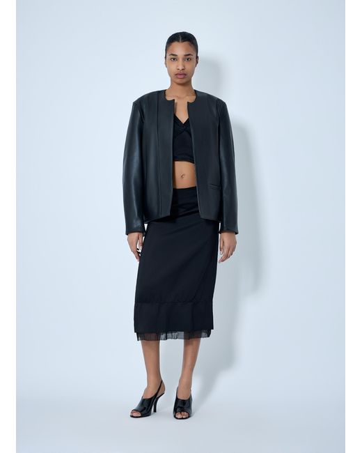 Totême Blue Open Front Leather Jacket