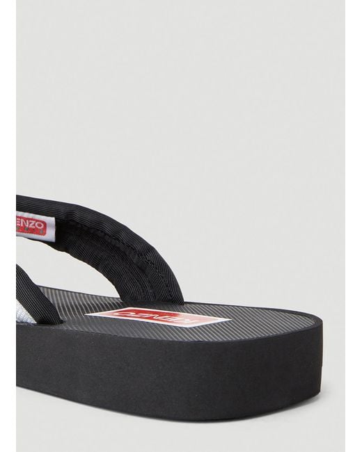 KENZO Black Logo Patch Flip Flops