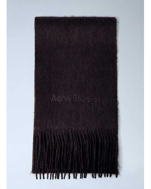 Acne Blue Logo Wool Scarf for men