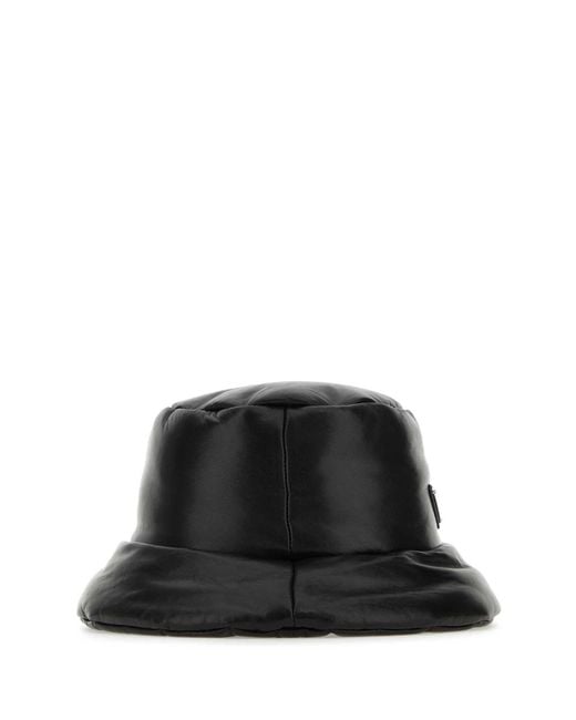 Prada Black Nappa Leather Padded Hat