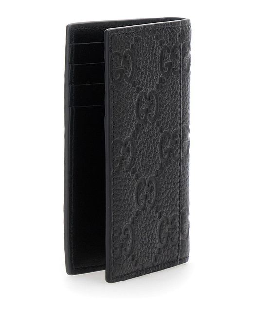 Gucci Black Bi-Fold Wallet With Vertical Design for men