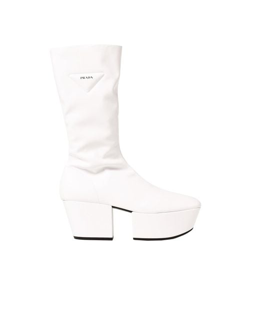Prada White Tech Leather Platform Boot