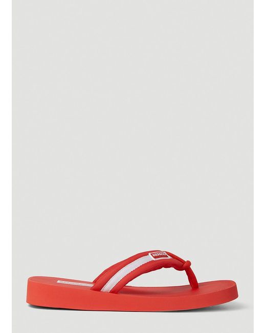 KENZO Red Logo Patch Flip Flops