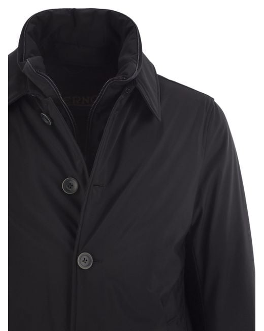 Herno Black Long Down Jacket With Buttons for men