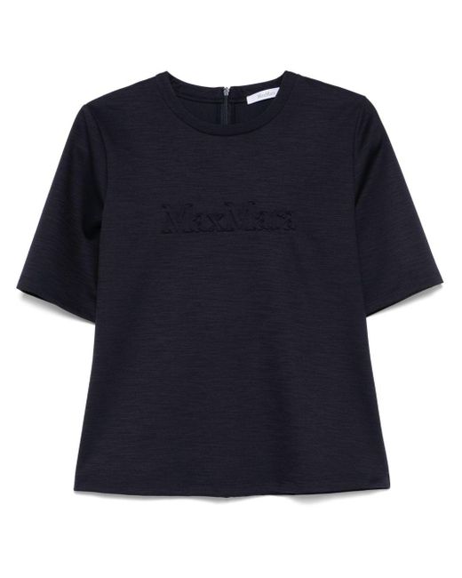 Max Mara Blue Logo Wool T-Shirt