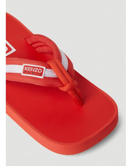 KENZO Red Logo Patch Flip Flops