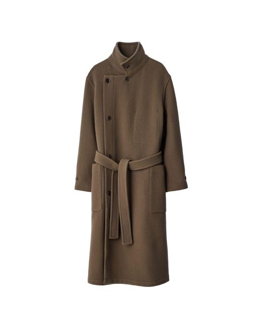 Lemaire Brown Wool Wrap Coat for men