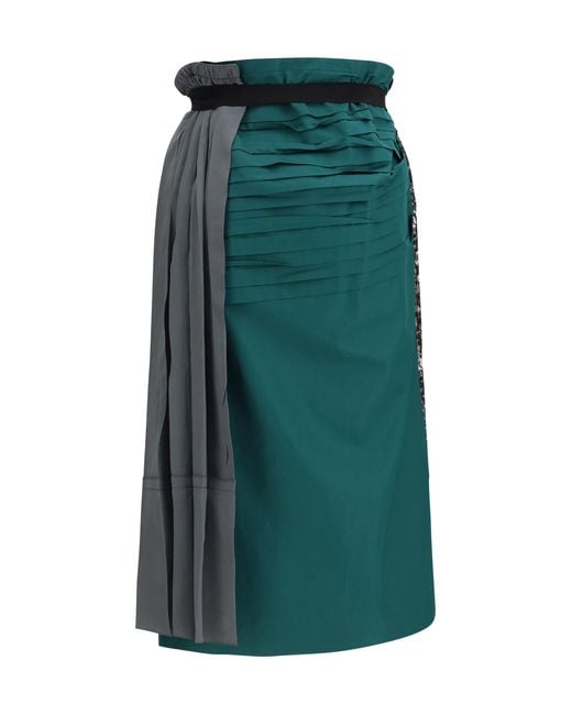 Prada Black Patchwork Midi Skirt With Panel Construction