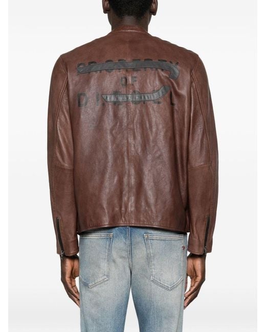 DIESEL Brown Leather Jacket for men