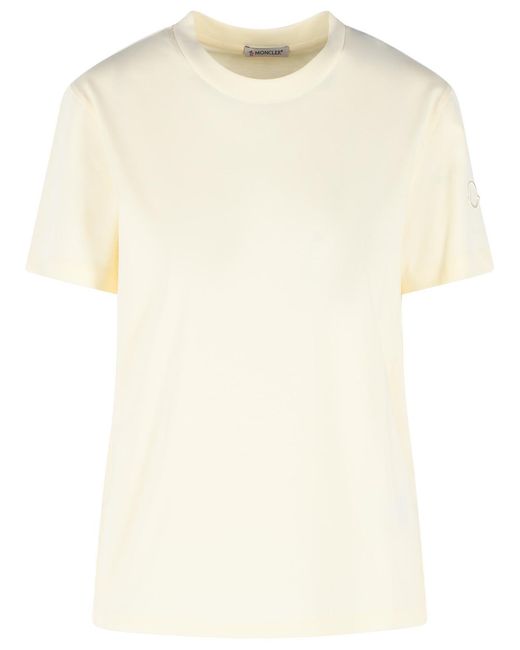 Moncler Women's Natural Cream Cotton T-Shirt