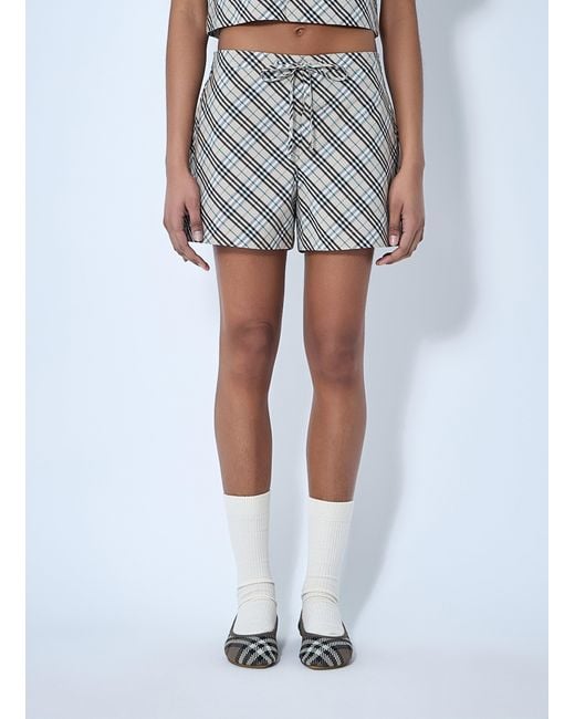 Burberry Blue Check Drawstring Shorts