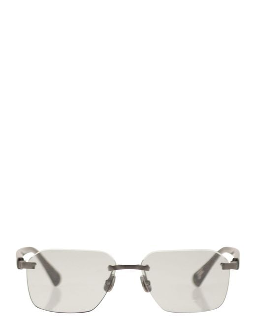 Brunello Cucinelli Natural Rectangular Titanium Sunglasses for men