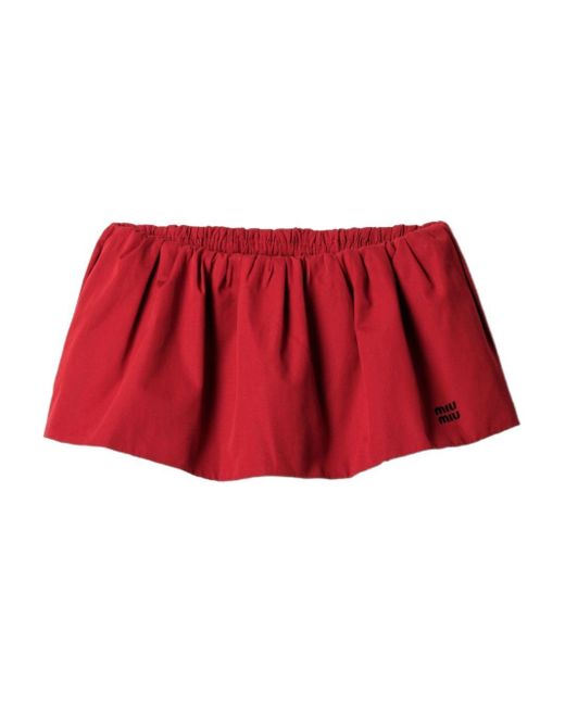 Miu Miu Red Cotton Poplin Mini Skirt