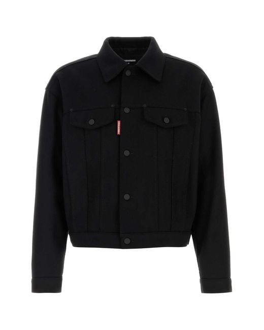 DSquared² Black Dsquared Wool Blend Wool Jean Jacket for men