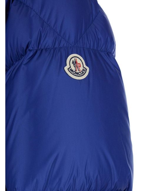 Moncler Blue Hooded Zip-Up Puffer Jacket for men