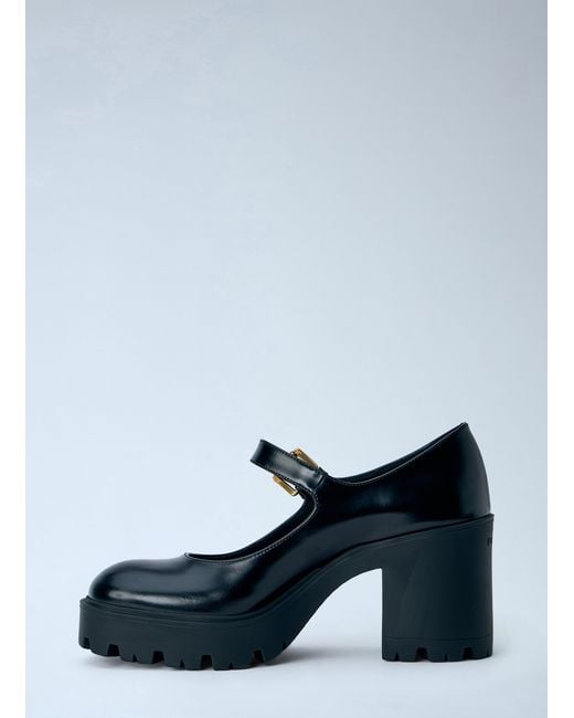 Prada White Brushed Leather Pumps